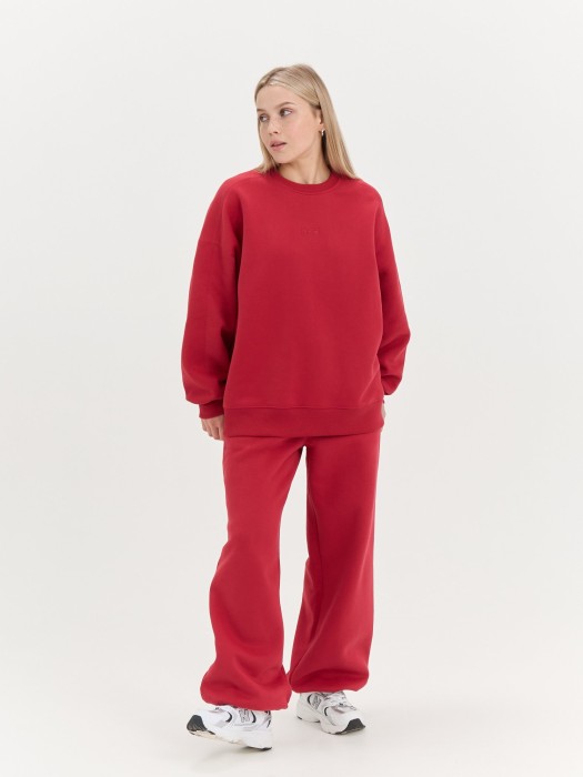 свитшот с велюровым эффектом "брусника" утепленный женский от бренда bungly вид слева