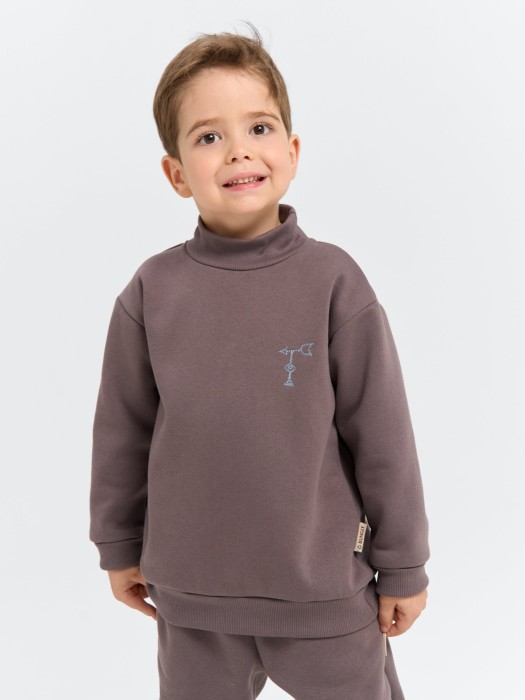 свитшот "темный шоколад" утепленный от бренда bungly вид слева