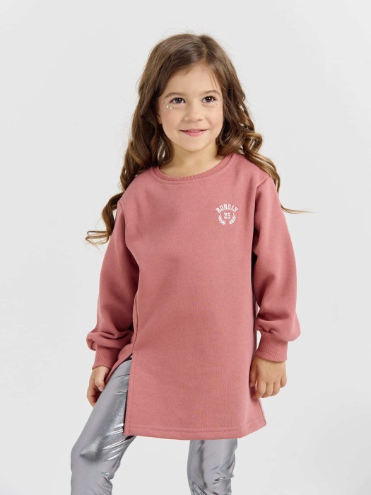 свитшот удлиненный "пепельная роза" из льна спереди