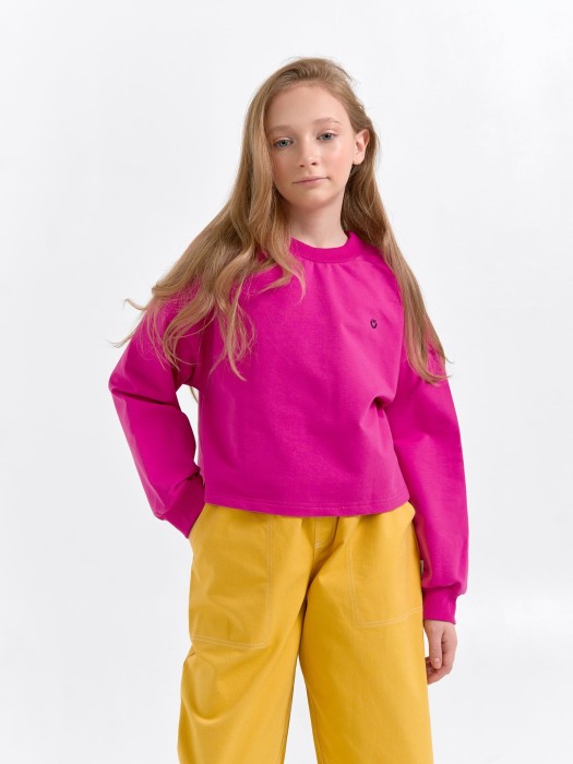 свитшот укороченный облегченный "бабл-гам" 7+ от бренда bungly вид слева