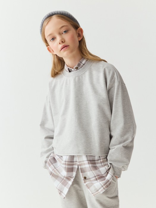 свитшот укороченный облегченный "серый меланж" 7+ фотография