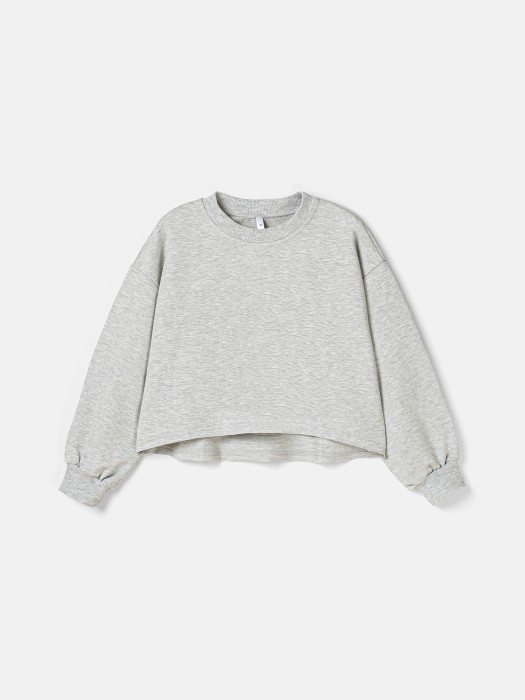 свитшот укороченный облегченный "серый меланж" 7+ от бренда bungly вид слева