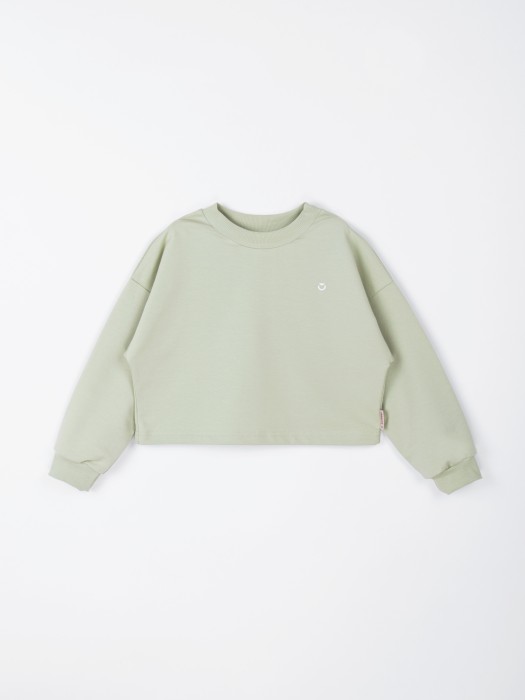 свитшот укороченный облегченный "шалфей" 7+ от бренда bungly вид слева