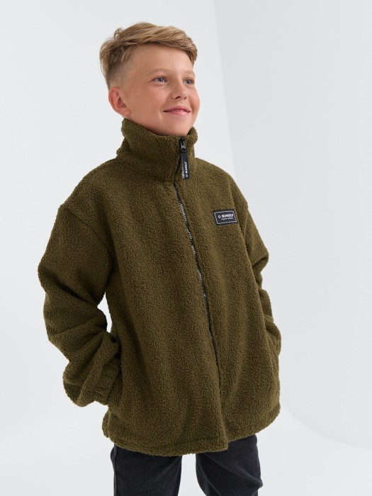 толстовка букле "хаки" утепленная 7+ от бренда bungly вид слева