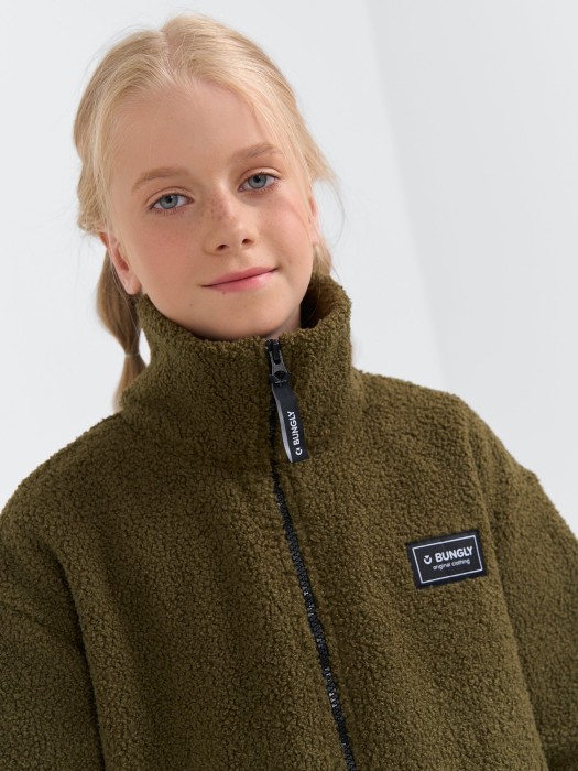 толстовка букле "хаки" утепленная 7+ от 8 до 12 лет с изнаночной стороны