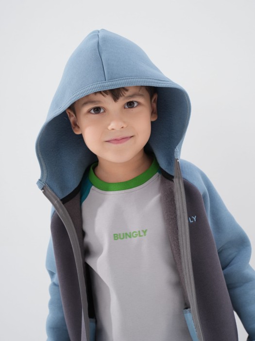 толстовка колор блок "графит" утепленная от бренда bungly вид слева