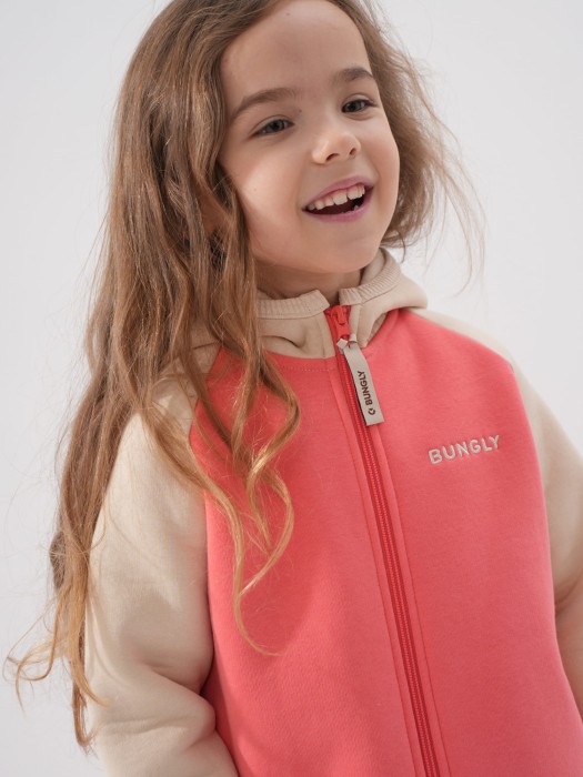 толстовка колор блок "коралл" утепленная фотография