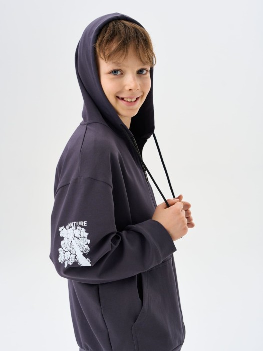 толстовка облегченная "графит" с принтом 7+ фотография