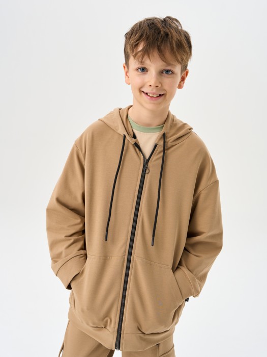 толстовка облегченная "песок" 7+ от бренда bungly вид слева