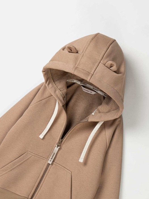 толстовка с ушками на капюшоне "орех" утепленная без начеса по цене 2169 руб вид справа