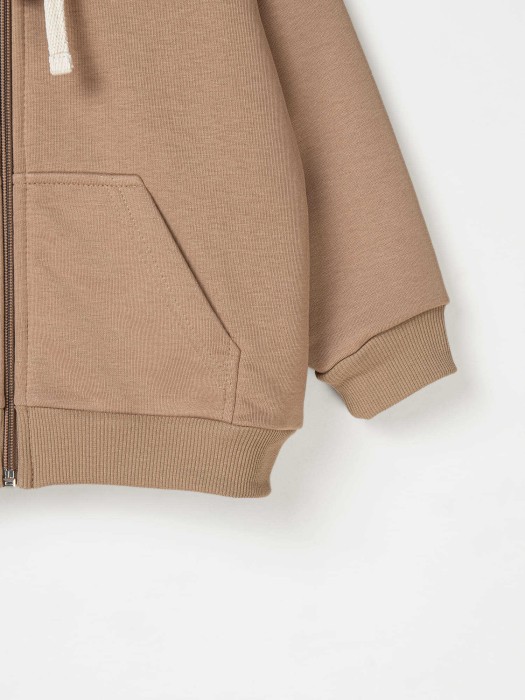 толстовка с ушками на капюшоне "орех" утепленная без начеса из проверенных материалов спереди