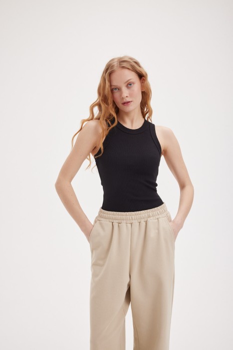 топ халтер в рубчик "уголь" женский фотография