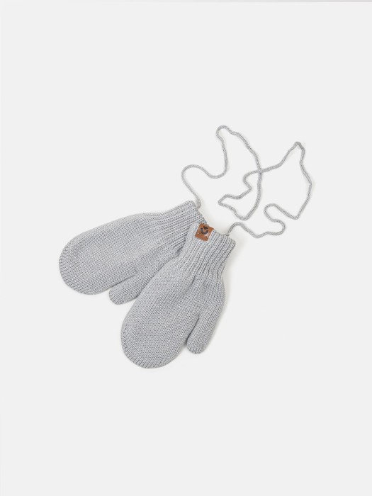 варежки вязаные на флисе "жемчуг" от бренда bungly вид слева