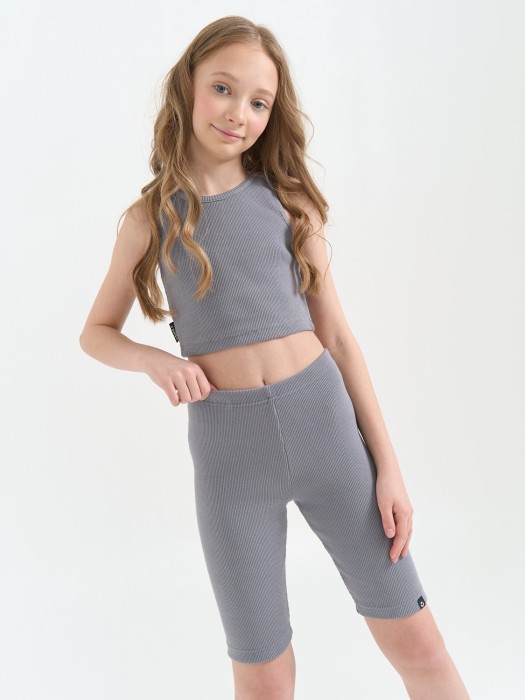 велосипедки из кашкорсе "пепел" 7+ от бренда bungly вид слева