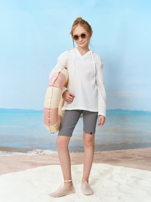 велосипедки из кашкорсе "пепел" 7+ из эластичного трикотажа в рубчик спереди