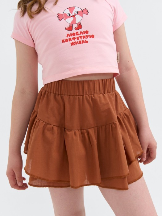 юбка-шорты "корица" 7+ от бренда bungly вид слева