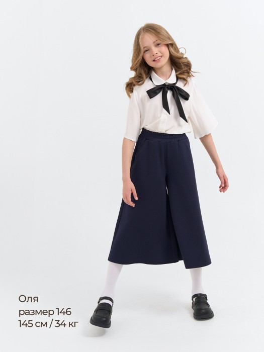 юбка-шорты удлиненные "синие" 7+ из россии вид сбоку