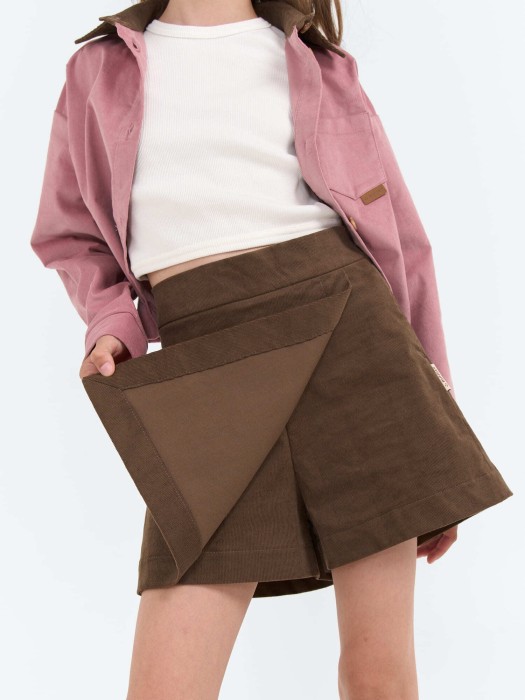 юбка-шорты вельветовая "трюфель" 7+ по цене 1859 руб вид справа