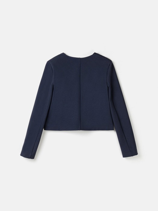 жакет укороченный для девочки "синий" 7+ из россии вид сбоку