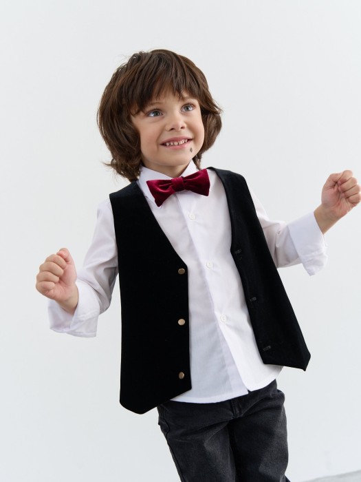 жилет бархатный "уголь" от бренда bungly вид слева