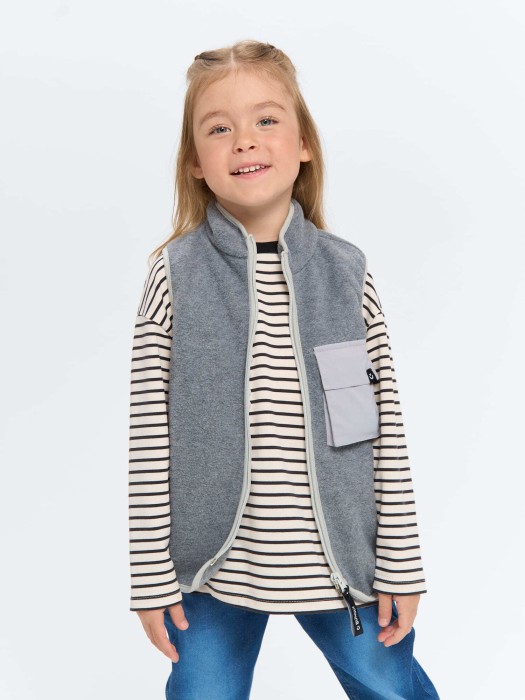 жилет флисовый "серый меланж" универсального стиля с лицевой стороны