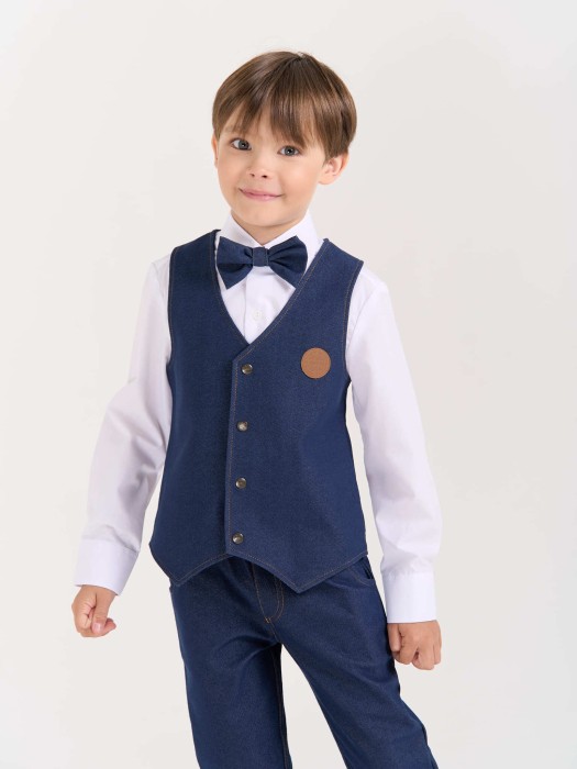 жилет из джинскота "джинс" от бренда bungly вид слева