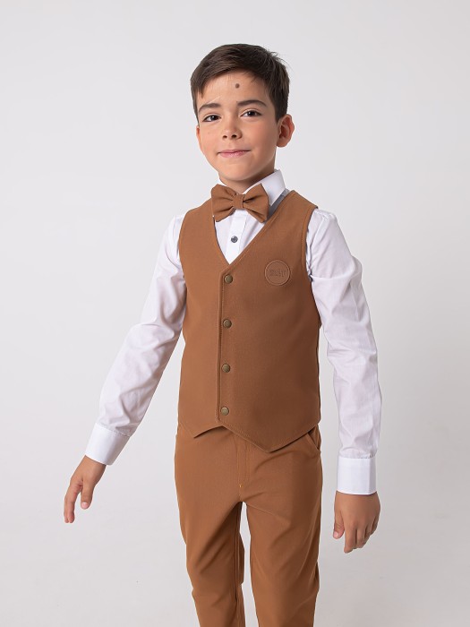 жилет из джинскота "песок" подростковый от бренда bungly вид слева