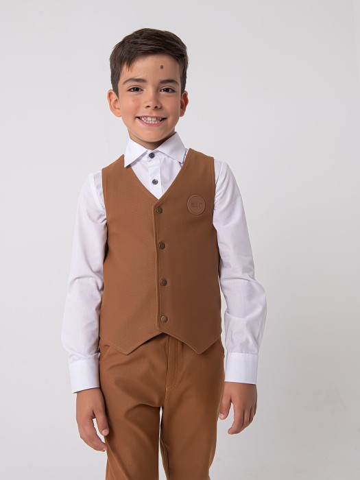 жилет из джинскота "песок" подростковый из джинсы и джинскота спереди