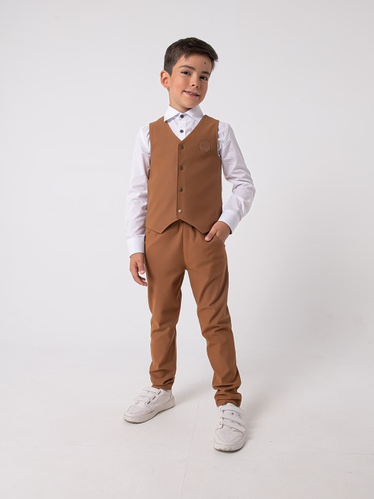 жилет из джинскота "песок" подростковый универсального стиля с лицевой стороны