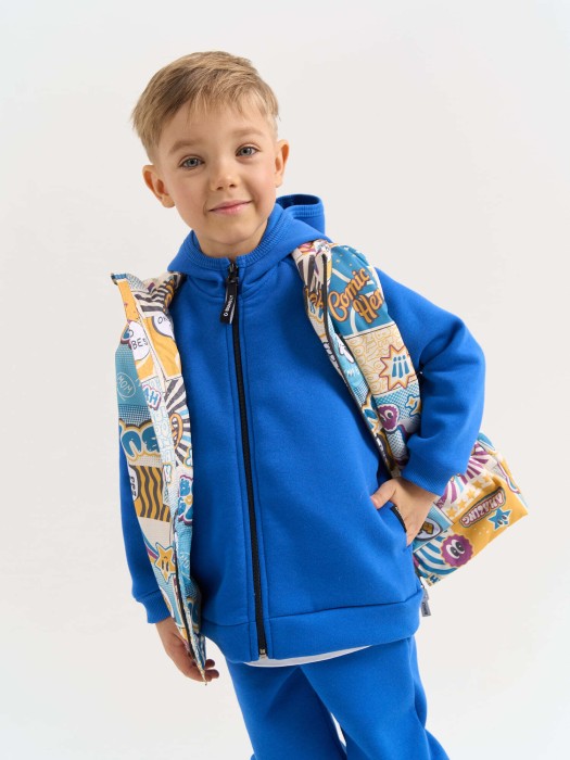 жилет на молнии "comic hero" от 1 до 3 лет с изнаночной стороны