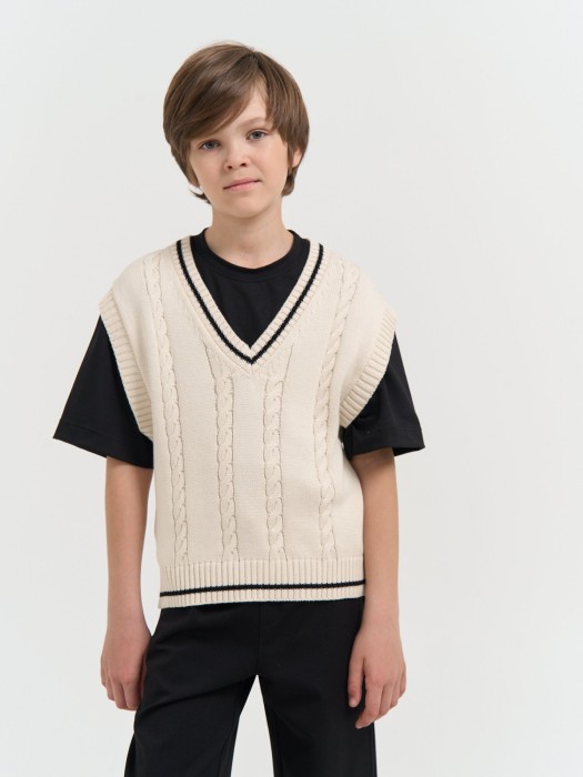 жилет оверсайз вязаный "белый" 7+ фотография