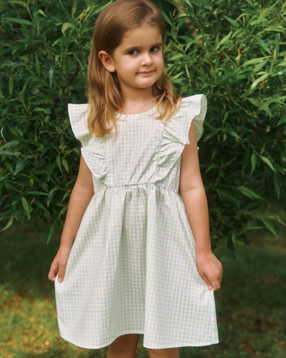 детское хлопковое платье в клетку фотография