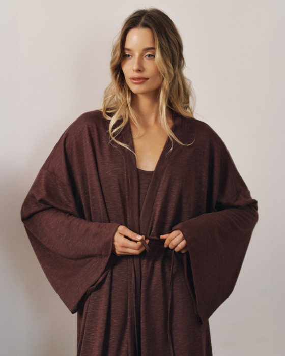 длинный кардиган на поясе фотография