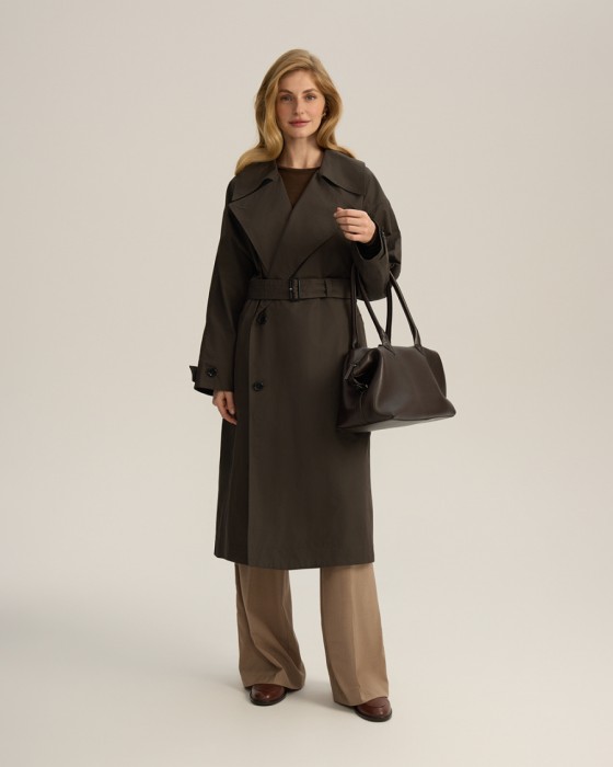 двубортный оверсайз тренч фотография