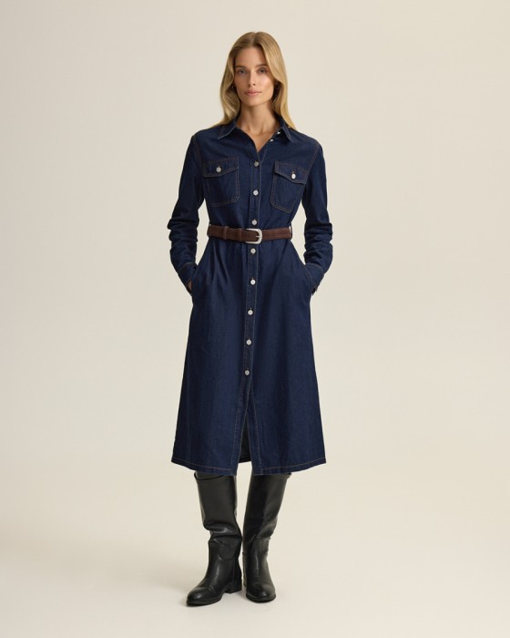 джинсовое платье на поясе фотография