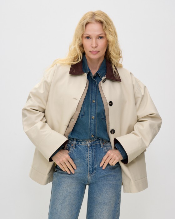 хлопковая куртка с вельветовой отделкой фотография