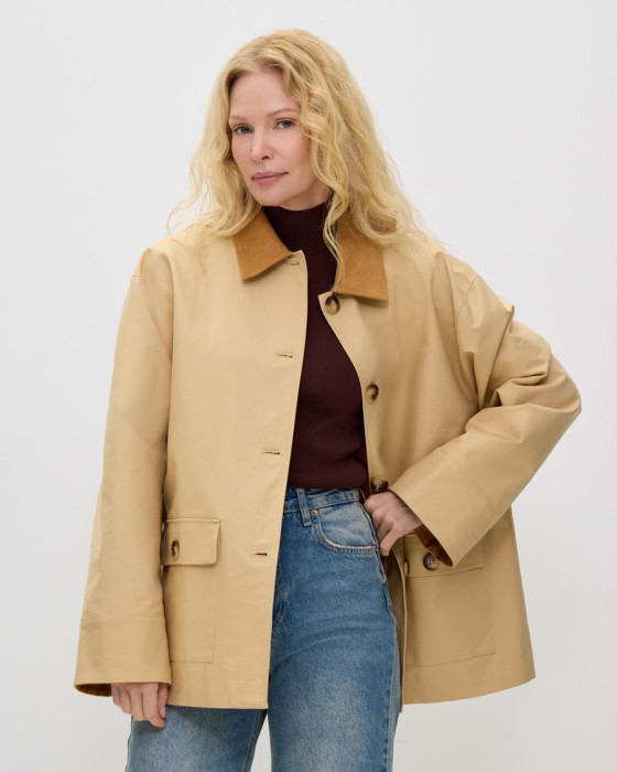 хлопковая куртка с вельветовой отделкой фотография