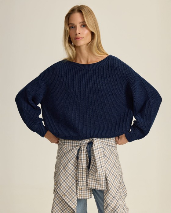 хлопковый джемпер крупной вязки фотография