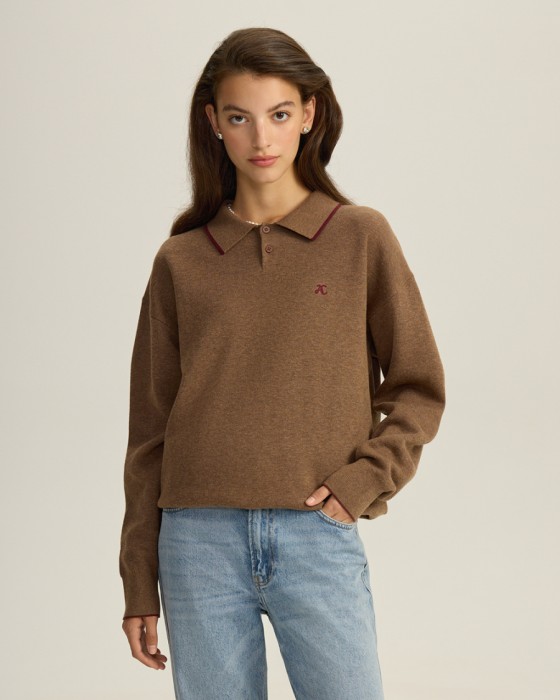 хлопковый джемпер unisex с воротником поло фотография