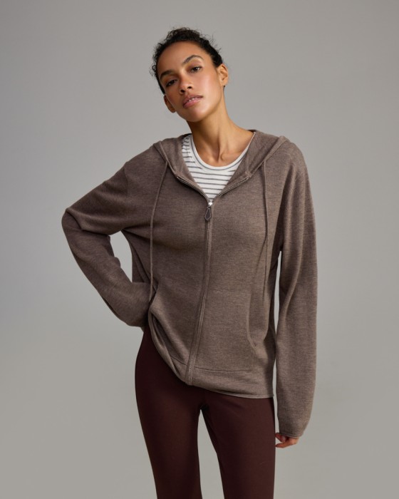 худи unisex на молнии из шерстяного вязаного трикотажа фотография