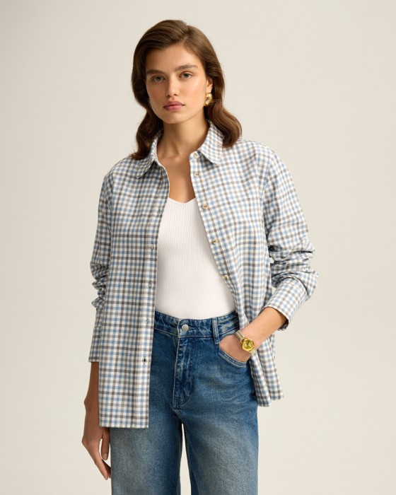 клетчатая рубашка из плотного хлопка фотография