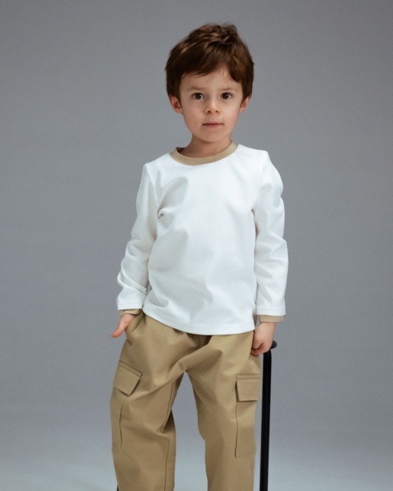 лонгслив детский unisex из хлопка с контрастным воротником фотография