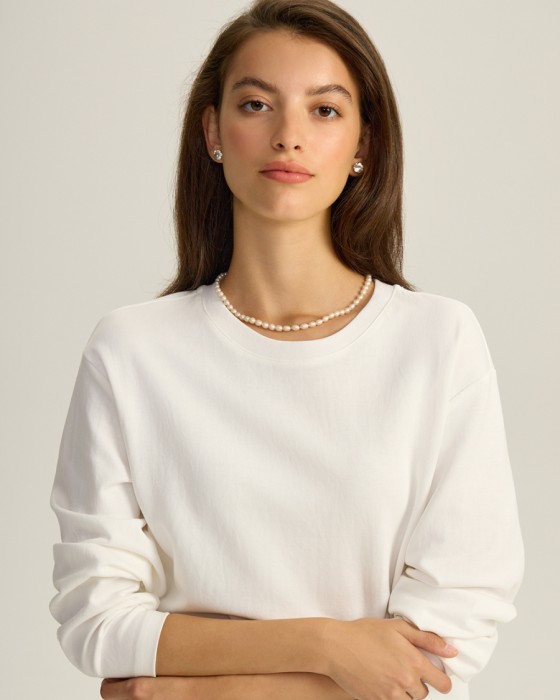 лонгслив прямого кроя из плотного хлопка фотография