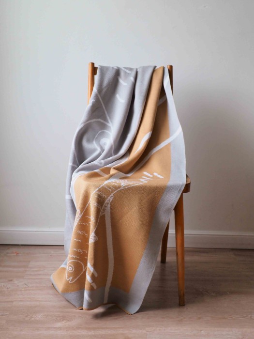 плед, серо-желтый, 160х100 см фотография