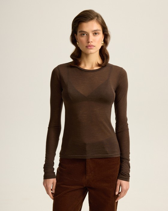 прозрачный лонгслив из шерсти мериноса фотография