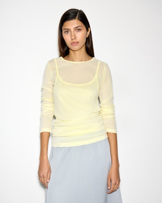 прозрачный лонгслив с майкой 2 в 1 желтый фотография