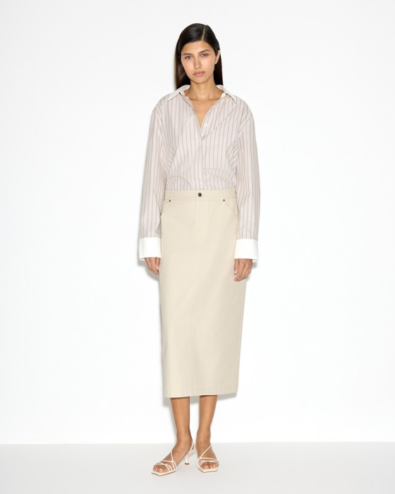 прямая юбка из хлопкового денима фотография