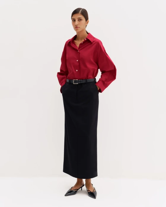 прямая юбка со шлевками для ремня фотография