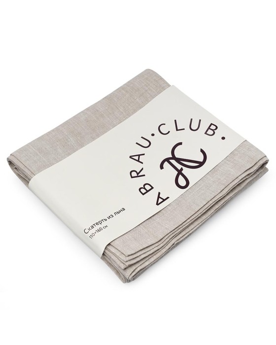 скатерть из льна, серо-бежевый, 110x160 см фотография