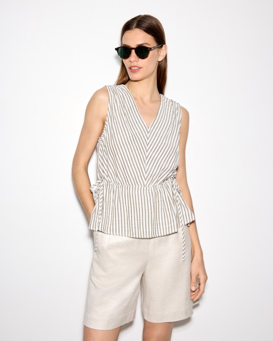 топ трансформер с v-вырезом на завязках из хлопка с модалом фотография